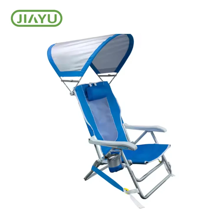 Natitiklop na upuan ng beach na may sun shade